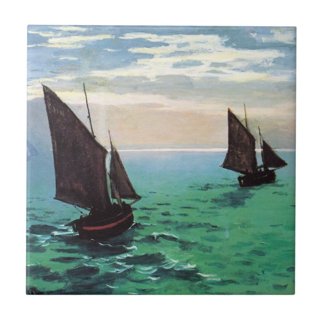 Carreau Bateaux de pêche de Monet à la tuile de mer (Devant)