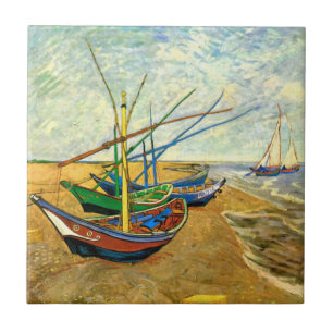 Carreau Bateaux de pêche de Van Gogh sur la plage à Sainte