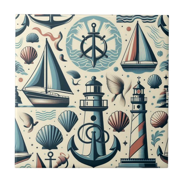 Carreau Bateaux nautiques modernité du milieu du siècle (Devant)
