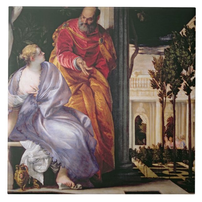 Carreau Bathsheba se baignant, c.1575 (huile sur la toile) (Devant)