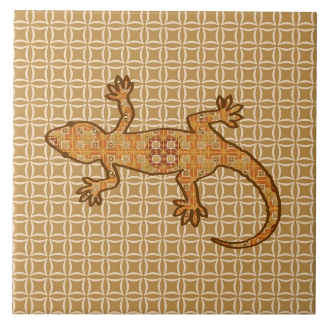 Carreau Batik Gecko (Tribal Batik Gecko) - rouille, ambre  (Devant)