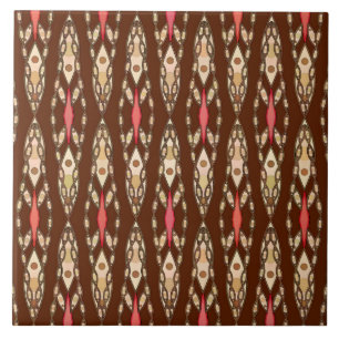 Carreau Batik tribal - Brown, Tan et Coral