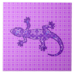 Carreau Batik Tribal Gecko - violet et améthyste violet