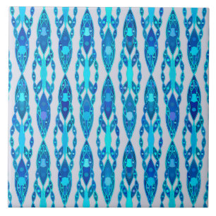 Carreau Batik tribal - gris bleu et argenté de saphir