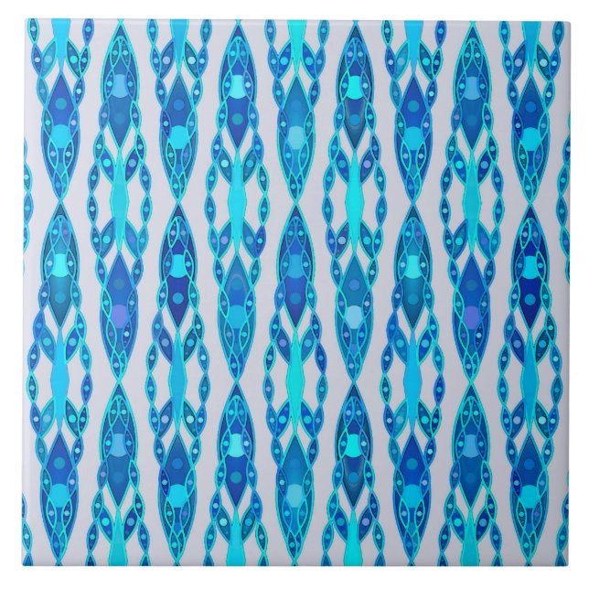 Carreau Batik tribal - gris bleu et argenté de saphir (Devant)