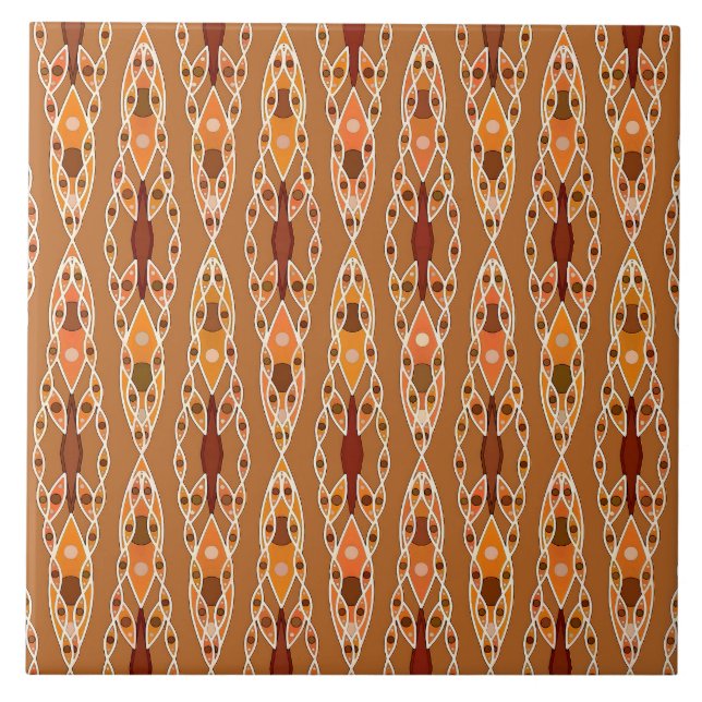 Carreau Batik Tribal - Rouille, Terracotta et Beige (Devant)