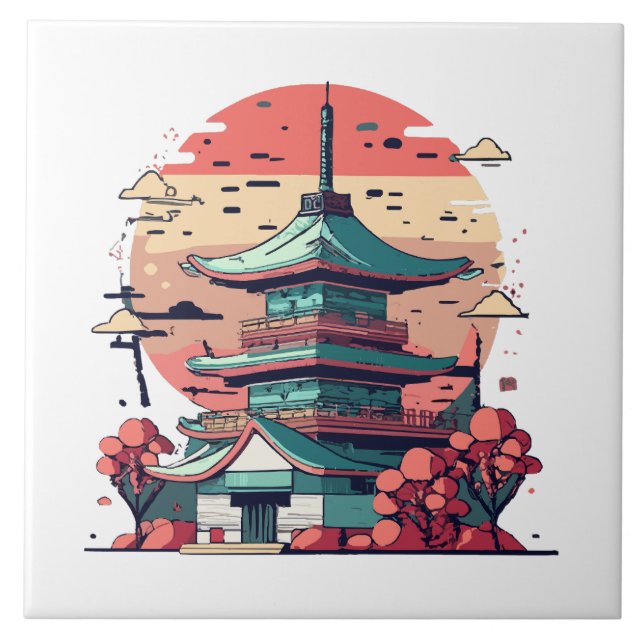Carreau Bâtiment d'art coloré du Japon (Devant)