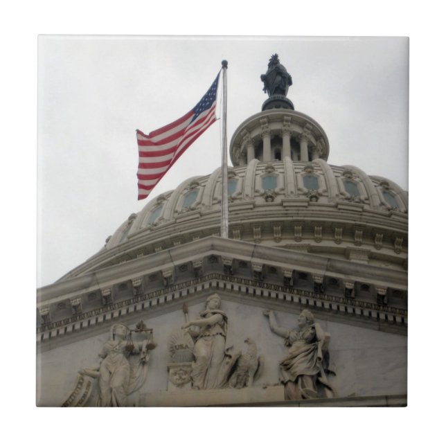 Carreau Bâtiment de capitol des USA avec le drapeau (Devant)