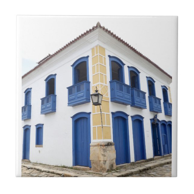 Carreau Bâtiment de coin Découpe bleue, Paraty, Brésil, Ca (Devant)