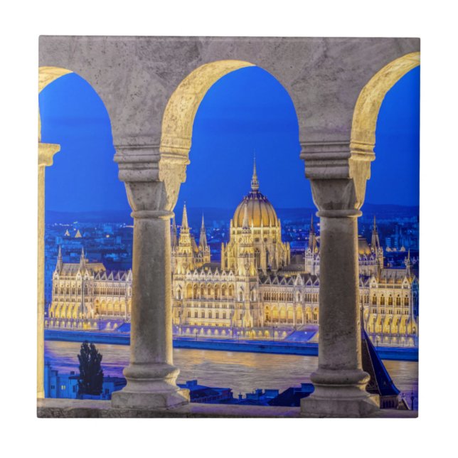 Carreau Bâtiment du Parlement hongrois au crépuscule (Devant)