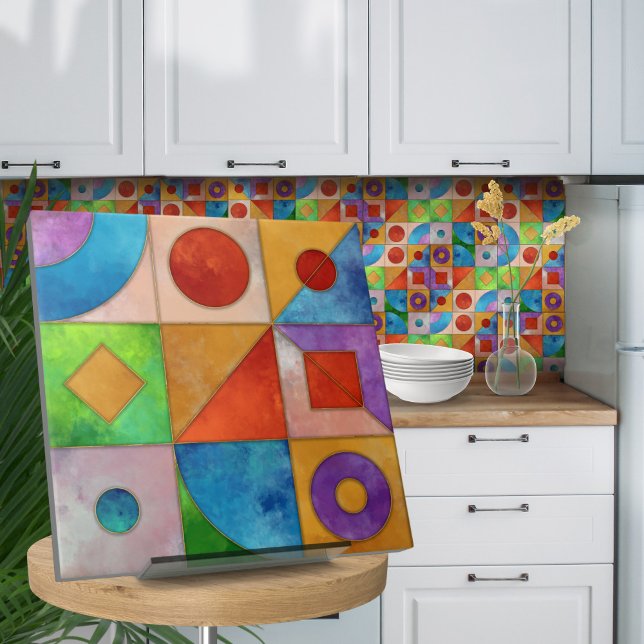 Carreau Bauhaus Aquarelle géométrique abstrait N3 (Créateur téléchargé)