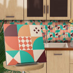 Carreau Bauhaus géométrique abstrait N5<br><div class="desc">Bauhaus style géométrique carrelage abstrait en bleu turquoise,  vin et palette de couleur sienne brûlée.</div>