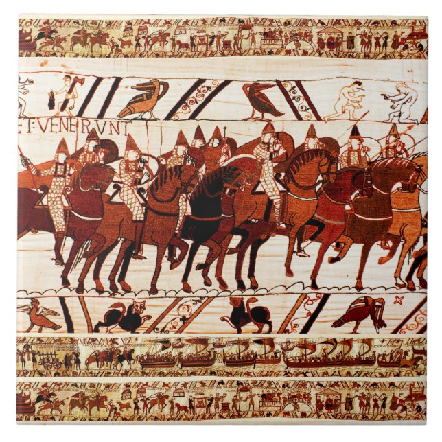 CARREAU BAYEUX TAPESTRIE ARMÉE NORMALE, CHEVALIERS (Devant)