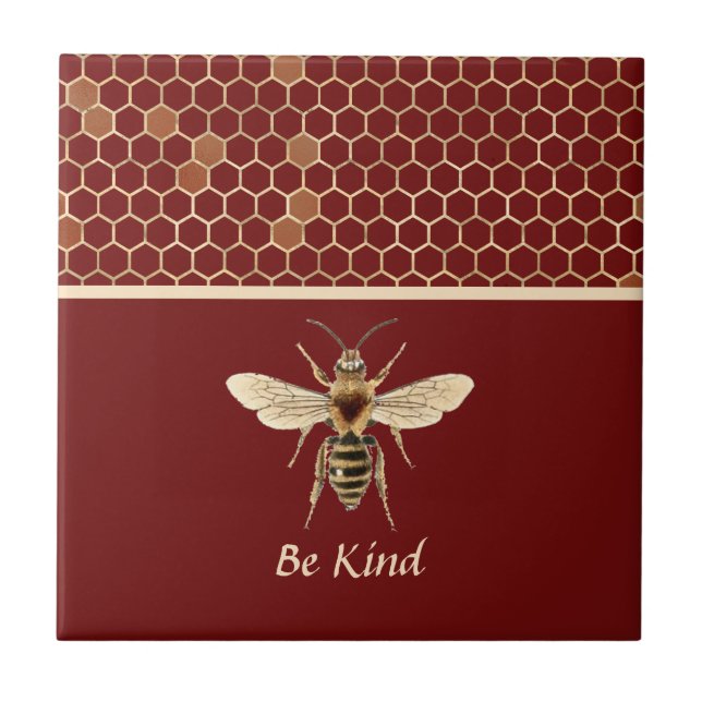 Carreau Be Kind Bee and Honeycomb sur la Bourgogne (Devant)