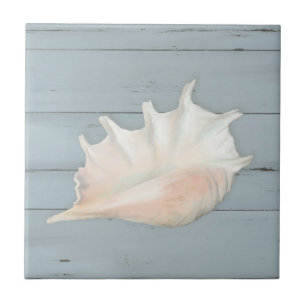 Carreau Beach Nautic Seashell Conch Bois bleu tropical