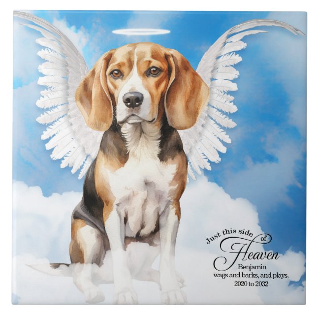 Carreau Beagle Ange Chien Personnalisé Pet Memorial (Devant)
