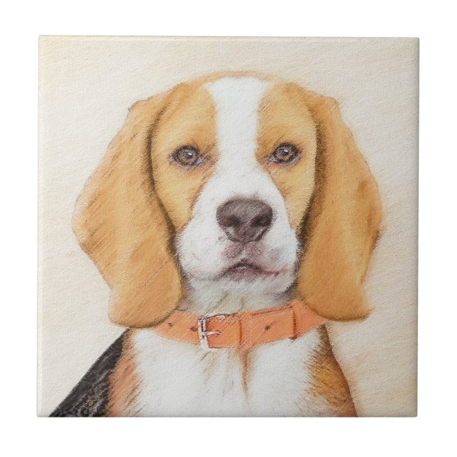 Carreau Beagle Hound Dog Peinture Animal Art original (Devant)
