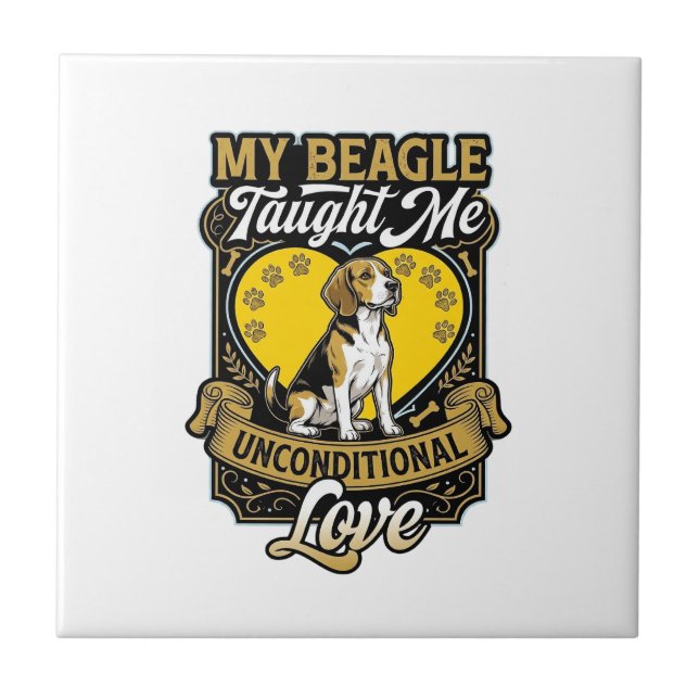 Carreau Beagle m'a appris l'amour inconditionnel Chien Cœu (Devant)
