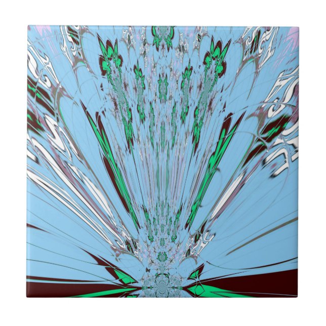 Carreau Beau Aqua Bleu Extraordinaire Motif Art Floral (Devant)