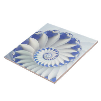 Carreau Beau Bleu & Blanc Mer Shell Art Fractal fin