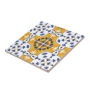 Carreau Beau bleu et jaune Azulejo portugais