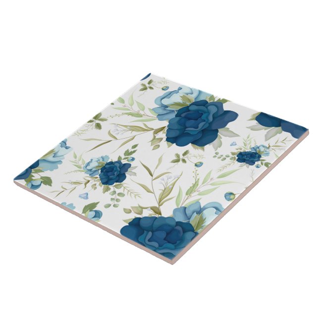 Carreau Beau bleu Floral Motif sans joint (Côté)