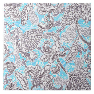 Carreau Beau bleu gris classique floral