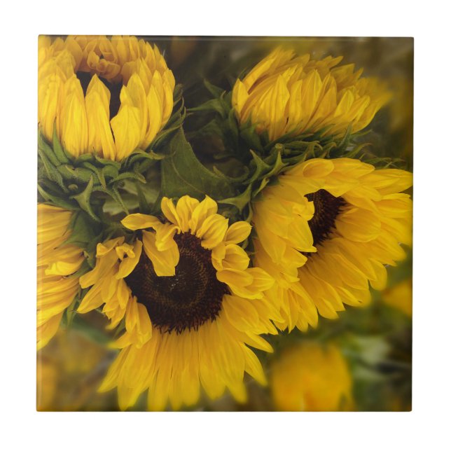 Carreau Beau Bouquet de tournesols d'or (Devant)