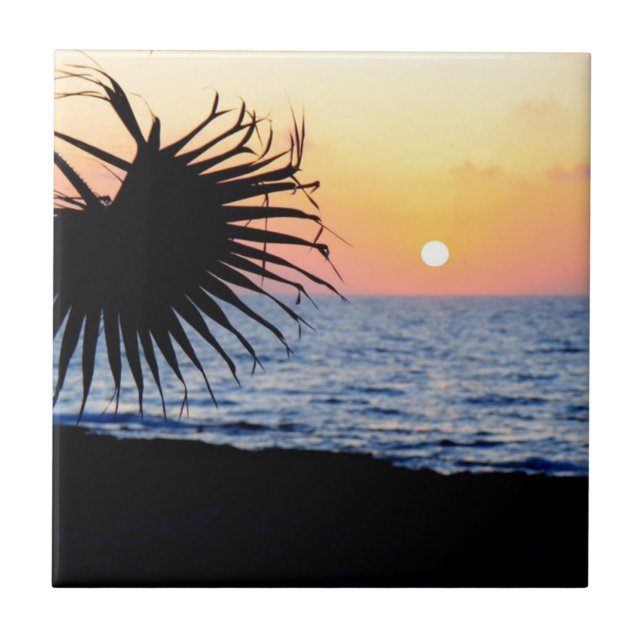 CARREAU BEAU COUCHER DU SOLEIL DE PLAGE (Devant)