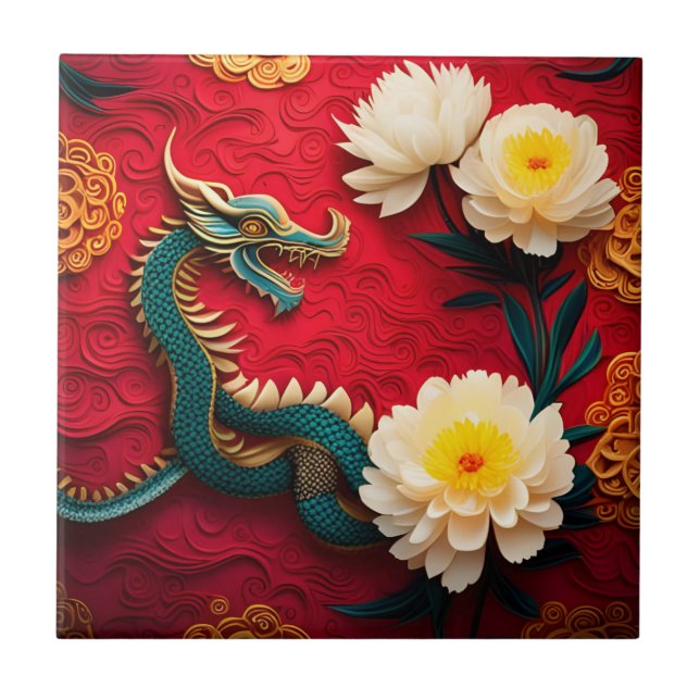 Carreau Beau Dragon chinois Nouvel An 2024 CerT2 (Devant)