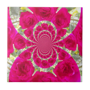 Carreau Beau Extraordinaire Roses rouges Motif Kaleidoscop