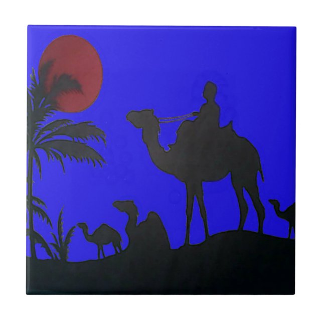 Carreau Beau Extraordinaire Sunset Camel Safari Art Imprim (Devant)