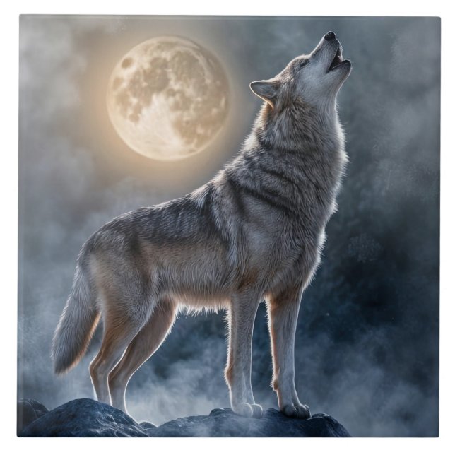 Carreau Beau Howling Wolf Moon Art (Devant)