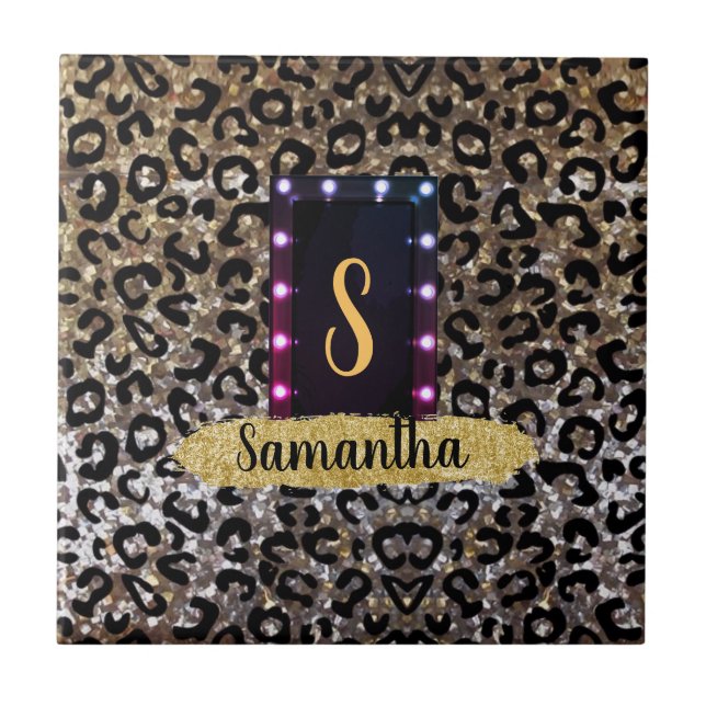 Carreau Beau Monogramme sauvage Élégant Chic (Devant)