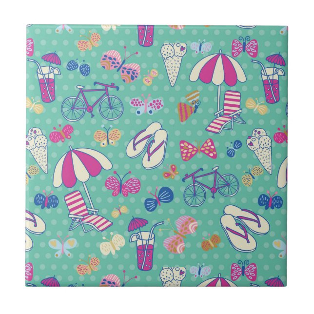Carreau Beau motif avec des éléments d'été (Devant)