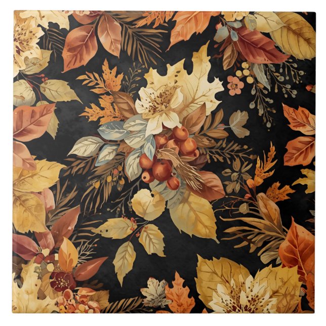 Carreau Beau Motif de feuilles de Thanksgiving (Devant)