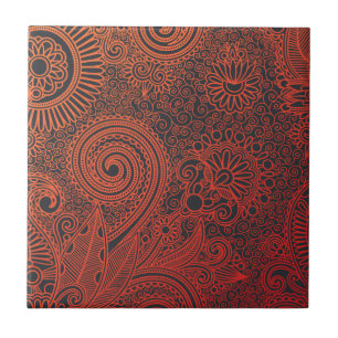 Carreau Beau motif floral indien abstrait
