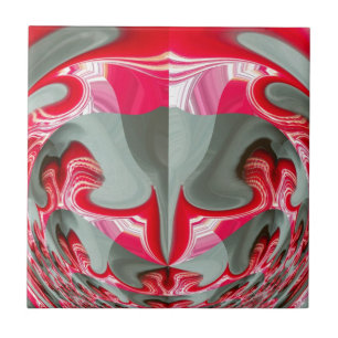 Carreau Beau motif géométrique gris cendré rouge ART