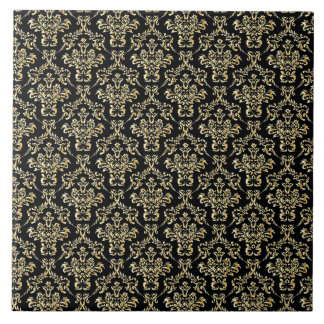 Carreau Beau motif noir et or damassé