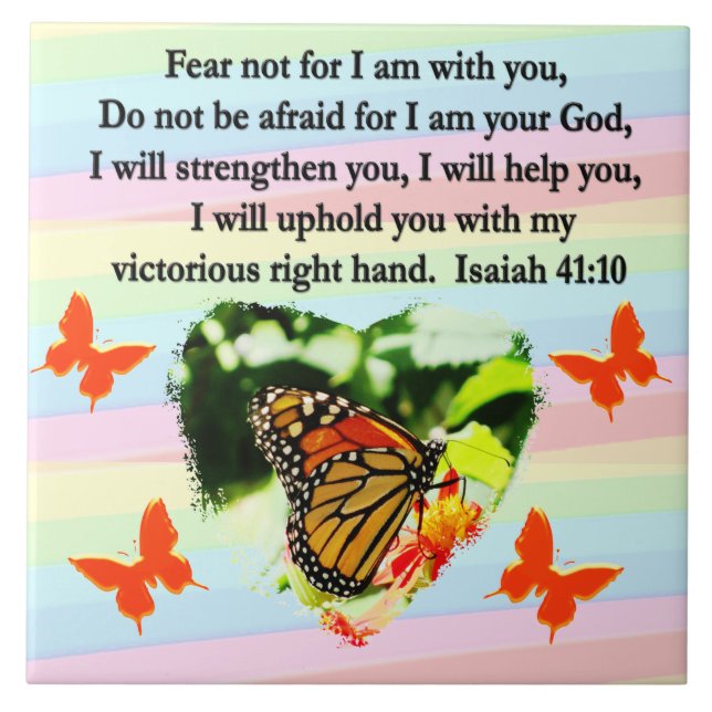 CARREAU BEAU ORANGE BUTTERFLY ISAIAH 41:10 DESIGN (Devant)