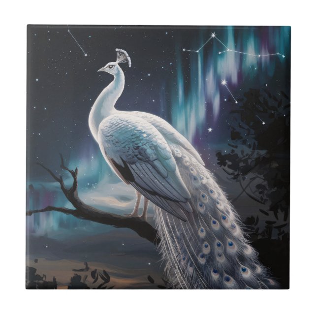 Carreau Beau Peacock Blanc Aurora Borealis Pittoresque (Devant)