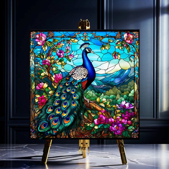 Carreau Beau Peacock Parmi Jardin Fleur (Créateur téléchargé)