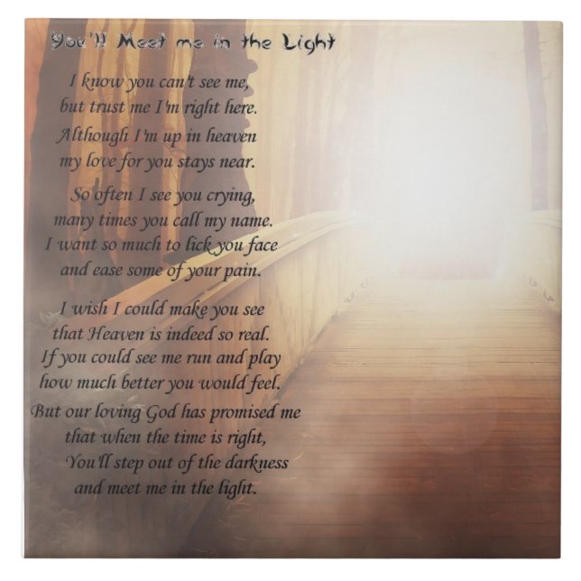 Carreau Beau poème pour la perte d'un animal de compagnie  (Devant)