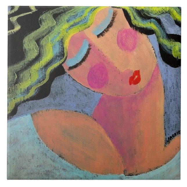 Carreau Beau portrait abstrait d'une femme (Devant)