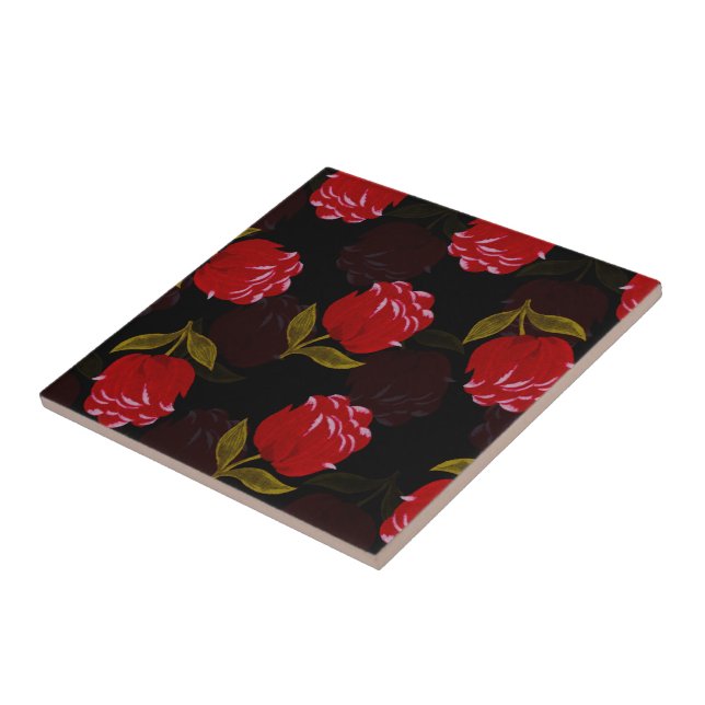 Carreau Beau Rouge translucide rose motif de broderie (Côté)