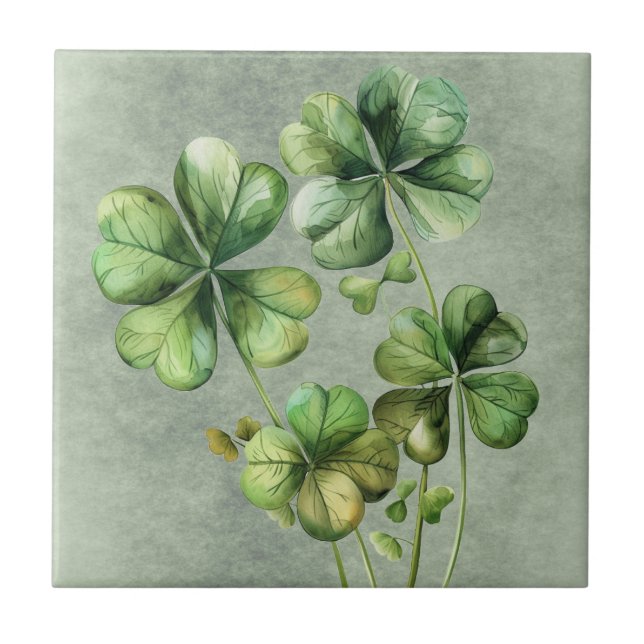 Carreau Beau Shamrock d'aquarelle verte (Devant)