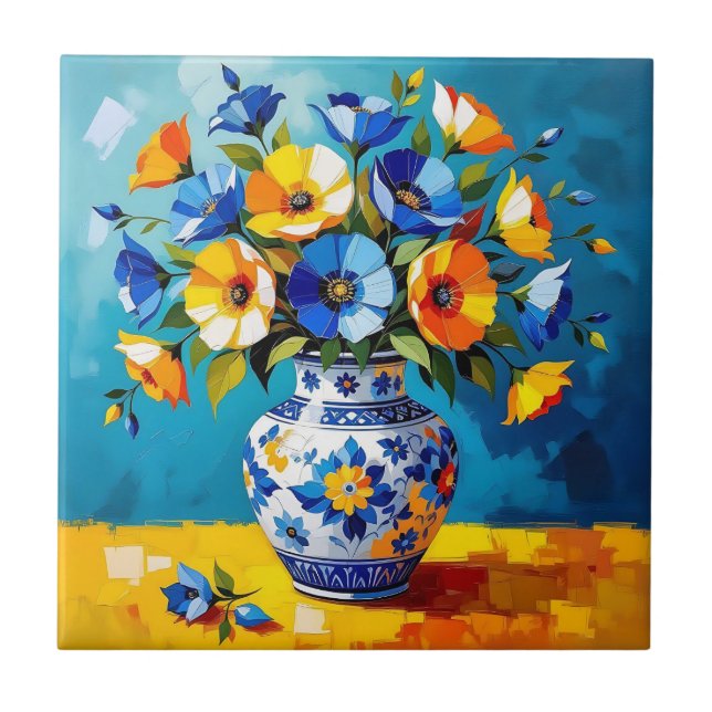 Carreau Beau vase de fleurs  (Devant)