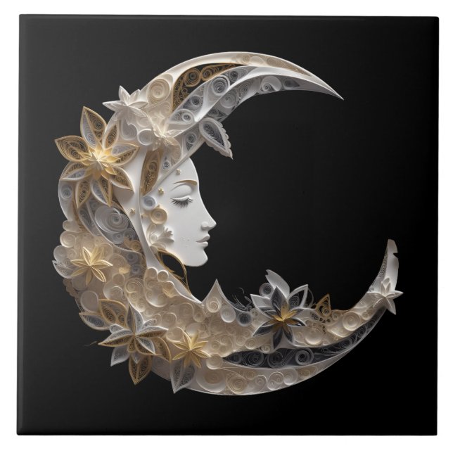 Carreau Beau visage dans la lune (Devant)