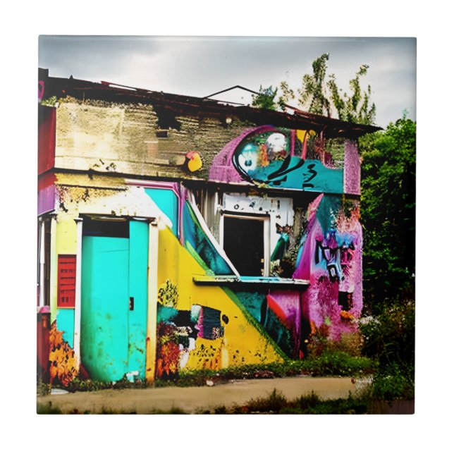 Carreau Beauté en destruction Graffiti colorés abandonnés (Devant)