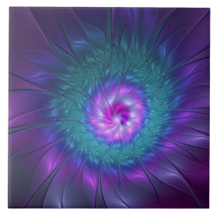 Carreau Beauté florale abstraite, art fractal coloré de fl